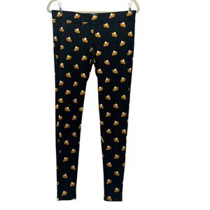 Tipsy Elves Womens Small Leggings Pumpkin Pie Black Orange Thanksgiving Pants
